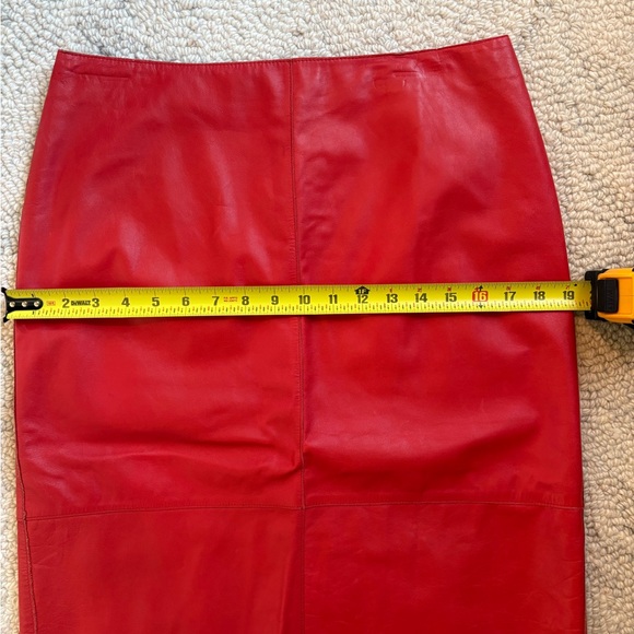 Vintage Kenneth Cole 100% Genuine Leather Red Pencil Skirt Women's Size 10 - Picture 11 of 12